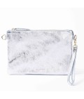 Maison Fanli | Leather Crossbody Clutch Bag | Silver